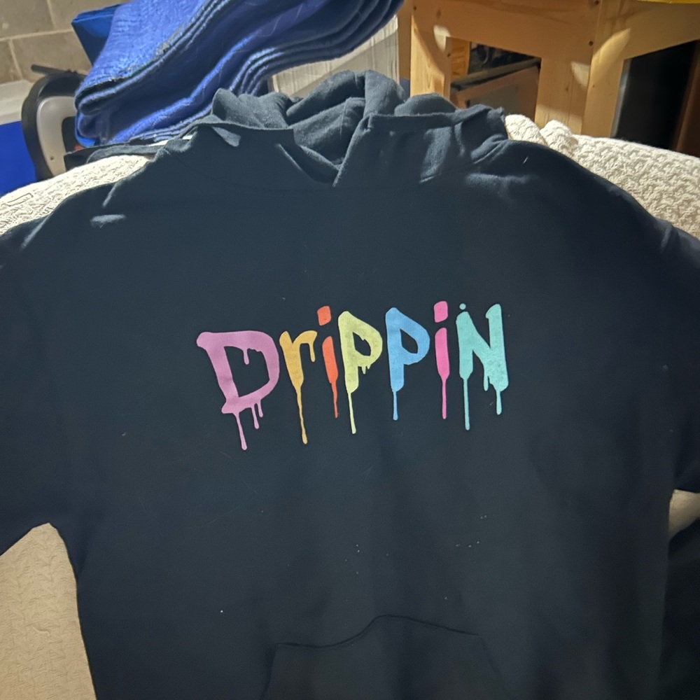 Black Hoodie with Colorful Drippin Graphic